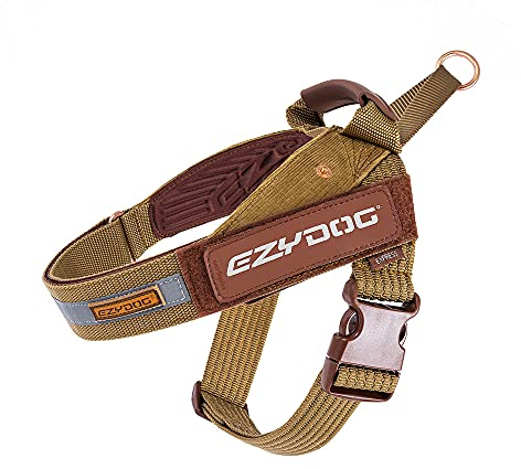 EzyDog Express Dog Harness | Dog Harness for Small, Medium and Large Dogs, Angled Ergonomic Design, Moulded Grip Handle, Easy Release Side Buckle (L, Corduroy)