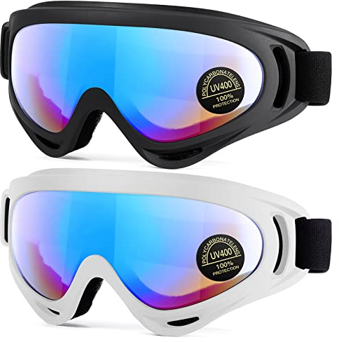 EasYoung 2er-Pack Skibrille, kompatible Snowboardbrille für Kinder, Jugendliche, Jungen, Mädchen, Herren und Damen, Motorradbrille, Windschutzbrille