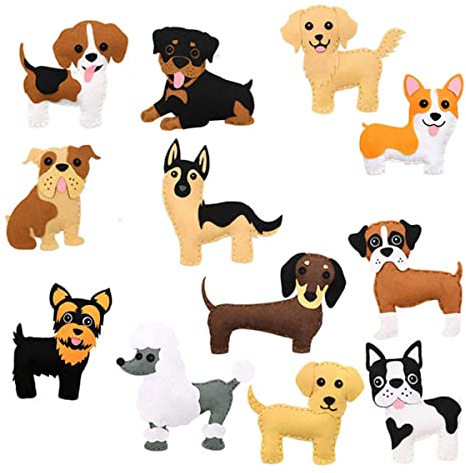 Filz Nähen Bastelset, Tier Nähen Bastel Sachen für Kinder DIY Nähen Filz Tiere Spaß Handwerk Pädagogisches Nähset für Anfänger Kinder (Hund)