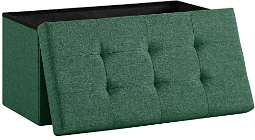 Zedelmaier Sitzbank mit Stauraum Sitzhocker faltbar belastbar bis 300 kg 76 x 38 x 38 cm (Leinen - Turkis)