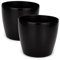 PECZEKO Pots de Fleurs Brillants - Pots de Plantes décoratifs pour Fleurs et Herbes - Pots de Plantes Ronds en Plastique durables - 2 pièces (Noir, ø 13,5 cm)
