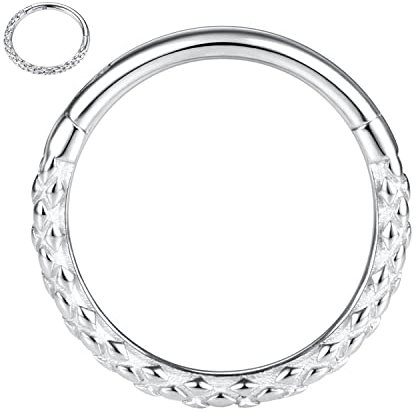 Septum Schmuck Septun Ringe 16G Daith Ohrringe Chirurgenstahl Schlange Septum Clicker Nasenring Silber Rook Ohrringe Nahtlose Conch Piercing Schmuck Septum Knorpel Helix Tragus Creolen 8mm
