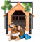 Kleines Hundehaus aus Holz mit Tür, wetterfestes Haustierhaus für drinnen und draußen, Außenunterstand mit abnehmbarem Dach für kleine Haustiere, Hund und Katze, 77 cm (77 cm)