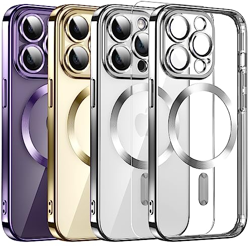 Clear Magnetisch für iPhone 14 Pro Hülle mit MagSafe [Original iPhone Äußere] [Kameraschutz Eingebaut] Durchsichtig Silikon Case Ultra Dünn [Niemals Gelb] Handyhülle Anti Fingerabdruck Schutzhülle