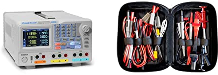 PeakTech 6181 – 2-Kanal Labornetzteil 0-30V 0-6A & Peak Tech P 8200 – Messzubehör Set für Digital Multimeter, Elektronik Sortiment mit Prüfkabel, Laborleitungen, Messleitungen, Krokodilklemmen