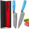 Home Safety Set Coltelli da Cucina Damascato 2 Pezzi, Composto da 67 Strati di Acciaio Damascato Vg-10, Set Coltelli da Chef Professionali, Manico Ergonomico in Resina Naturale, Confezione Regalo