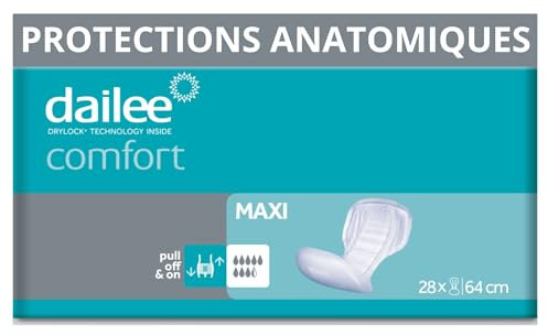 Dailee Comfort Maxi - 112 Protections Anatomiques Absorbantes pour Incontinence Homme et Femmes - Couches Adultes Rectangulaire, Absorbante Incontinence 8,5 Gouttes - Confortables et Délicates