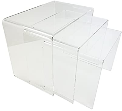 EH Design Acryl Tisch – 3er Set Beistelltisch in Glasoptik – UV-beständig & 7X Bruchfester als Glas – Vielseitig als Couchtisch, TV-Ständer oder Nachttisch – Made in DE
