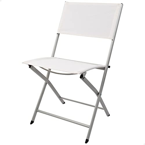 Aktive 61109 – Weißer klappbarer Gartenstuhl, Maße 46 x 55 x 81 cm, strapazierfähiges Textilene-Gewebe, max. Gewicht 1500g. Unterstützt 110kg, Weiße Klappstühle, Klappstühle für den Außenbereich