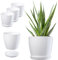KADAX Pot de fleurs avec soucoupe - Pot de fleurs rond en plastique - Pot de fleurs pour intérieur - Pot de fleurs et plantes d'intérieur - Pot à herbes (Lot de 3 à 23 cm, blanc)