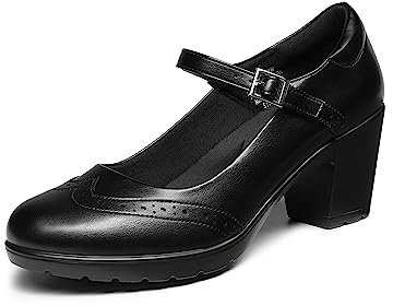DREAM PAIRS Women's Classic Oxfords Heels T-Strap Dress Shoes,Size 7,Black-PU,SDOX2301W
