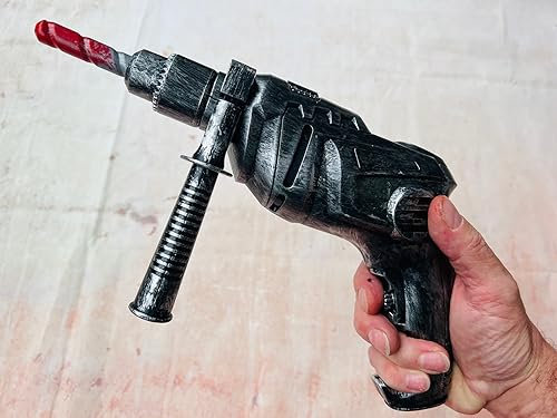 JohnniesFX Full Size PLASTIC DRILL, battery operated, Drill bit moves and makes sounds - Lightweight, Realistic, Halloween Weapons, Con Safe, 20CM Long