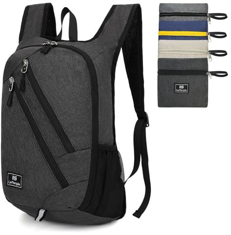 PS Le Periple Kleiner Rucksack, 15 l, leichter Wanderrucksack, Schwarz, Unisex, Sportlich