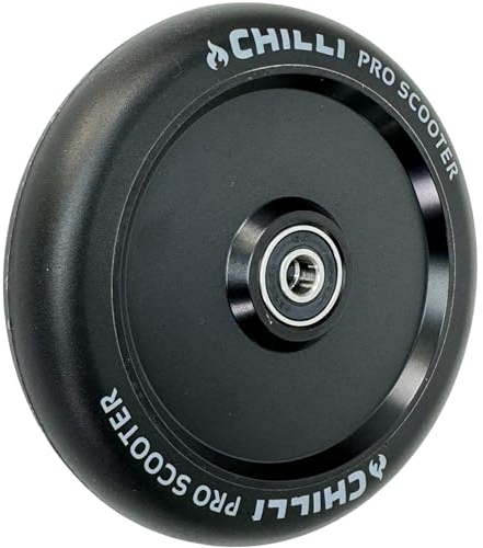Chilli Pro Scooter Hollowcore Rolle Sondergrösse FAT 120 x 27mm I Rollstuhl Sport Lenkrollen I Hobby Bobbycar Downhill Racing Rennen I Street I Abec 9 Kugellager (Schwarz/Pu Schwarz)