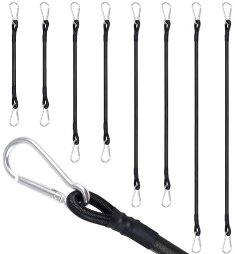 moinkerin Corde Elastiche con Moschettone,8 Pezzi 30CM/60CM/80CM/100CM Corda Elastica Resistente Gancio Elastico per il Fissaggio di Bagagli, Portabagagli, Campeggi, Motociclette e Teloni