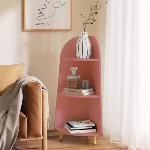 YCKEGEW Corner Display Shelf 3 Tier Ladder Shelf for Kids Bedroom Multipurpose Storage Shelves for Books, Dolls,Vertical Rack for Small Space,Furniture Decor(Color:Pink)