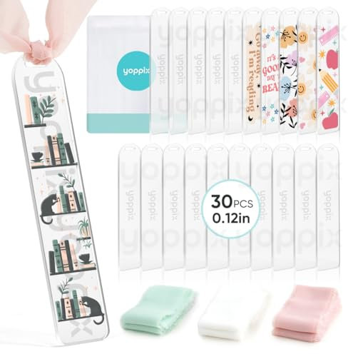 YOPPIX 30 Stück Acryl-Lesezeichen, 3 mm dicke, transparente Acryl-Lesezeichen mit 30 Bändern für Leseliebhaber, Bastelarbeiten, Geschenke, Schulabschluss, Schulanfang