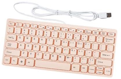 Dickly Teclado con Cable USB, pulsación silenciosa, práctico, pequeño, Alta confiabilidad, Moderno, 78 Teclas, Escritura cómoda para el hogar, portátil y, Rosa