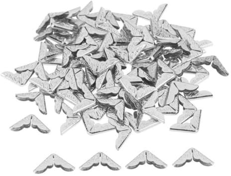 KOPGBM 100pcs Card File Menu Metal Book Laptop Corner Protector Tone Scrapbooking Albums Corner Protectors Scrapbooks Photo Albums-Silver