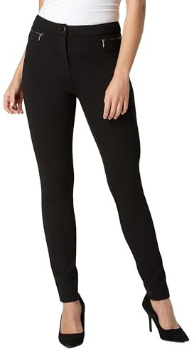 Roman Originals Office Trousers for Women UK Ladies Ponte Stretch Jersey Scuba Thick Work Interview Slimming Corporate Smart Formal Long Straight Ankle Grazer Pants - Black (27 in) - Size 20