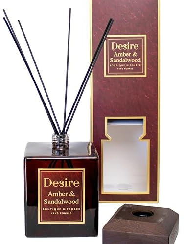 Amber & Sandalwood Diffuser 1000ml Large Brown Glass Home Fragrance Scented Reed