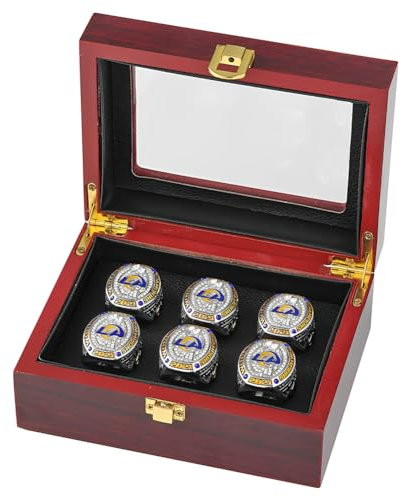 MCBEAN 2021 Rams Championship Ring Set 6-teilig American Football Ring Rugby Souvenir Sammlerstücke Desktop Ornamente Männer Alumni Freunde Fans