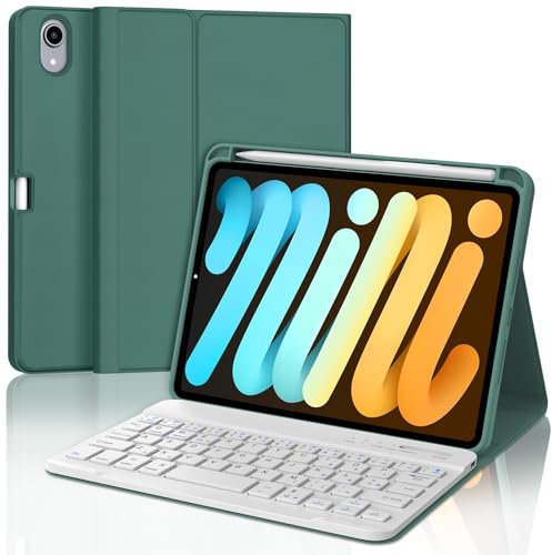 IVEOPPE Tastiera iPad Mini 7 2024/6 2021 8.3, Cover Custodia Tastiera Italiano Bluetooth per iPad Mini A17 Pro 2024/6 2021 8.3 con Portapenne, Verde scuro