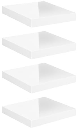 eSituro Wandregal 4er Set, Regal Wand weiß Hochglanz, Hängeregal, Schweberegal, Regalbrett Bücherregal zum Aufhängen, Wandboard für Wohnzimmer Küche Arbeitszimmer Badezimmer, 30x22.9x3.8 CM