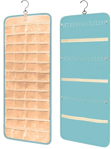 Jewelry Organizer per Armadio, Jewelry Storage Display Stand, Porta Orecchini da Appendere, Appendi Gioielli Donna Muro Porta Collane da Appendere, Appeso Contiene Portagioielli Organizer(blu)