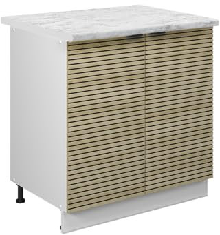 Vicco Armario bajo para Fregadero Fame-Line, Panel de Roble, 80 cm con Estante, ET Mármol