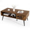 COSTWAY Table Basse avec Rangement, Table de Salon avec 1 Tiroir, Compartiment Large, 4 Pieds en Métal pour Salon (Marron Rustique)