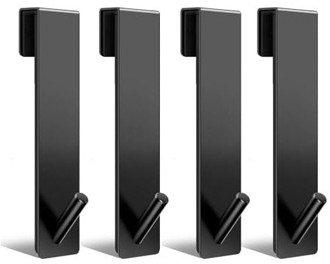 COFTCLMOMT 4 STK 12.5CM Edelstahl Duschhaken für Glaswand ohne Bohren, Haken Duschwand mit Schutzmatte, Duschhaken für Glaswand, Handtuchhalter Dusche Glaswand für Glasstärken ≤ 10mm (Schwarz)