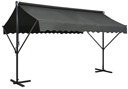 Freestanding Double Slope Crank Awning for Balconies Terraces and Gardens Anthracite 3 x 3m