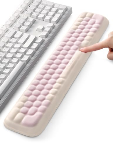 Meatanty Wrist Rest Pad Padded Memory Foam Hand Rest Support for Office, Computer, Laptop, Mac, Relieve Wrist Pain and Comfortable Typing-White&Pink