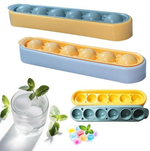 2 Stück Eiswürfelform Kugel Silikonform Eiswürfelbehälter mit Deckel Silikon Eiswürfelbox Kugelförmig Eiswürfel Runden Eiswürfelform Eiswürfelschale Eisform für Bier Whiskey Kaffee Schokolade