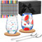 2 Set Paint Your Own Glass Mug Kit for Adults Graduation Class of 2025 Teacher Appreciation Gifts DIY Paintable Kit Include 2 Wine Glass 2 Spoon 12 Pen 2 Coaster Gift Box Birthday Wedding Gift(350ml)
