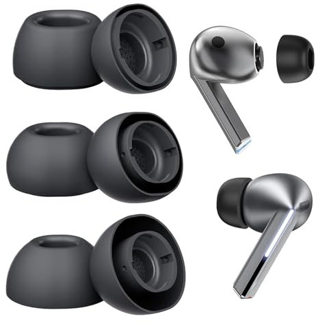 Adhiper Galaxy Buds 3 Pro Ear Tips,Silicone Tips Earbud for Samsung Galaxy Buds 3 Pro,Noise Canceling Comfortable Replacement Ear Tips Silicone Ear(Black,SML)