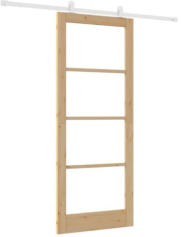 vidaXL Porta Scorrevole con Set Hardware 'ORKDAL'in Legno Massello e Vetro