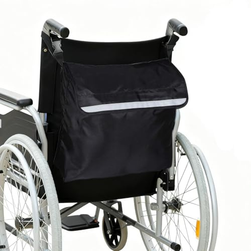 Wheelchair Backpack,Large Capacity Wheelchair Bags for Back of Chair,1PCS Black Universal Wheelchair Bag,Waterproof Wheelchair Storage Bag for Most Wheelchair, Scooter, Walker,Rollator