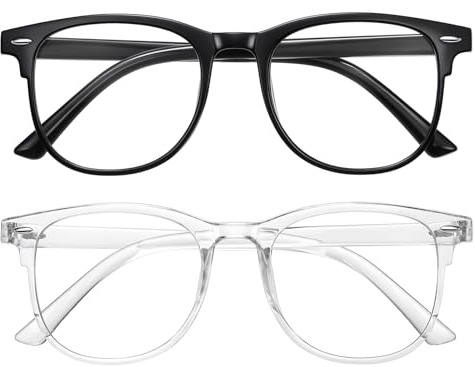 Okany 2 Pack Blue Light Blocking Glasses Women Men, Round Computer Glasses | 99.9% Blue Light Blocker Eye Fatigue Relief UV400 Anti Glare Lens Computer Screen Filter Work From Home
