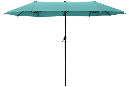 PHI VILLA Parasol de Jardin Extérieur,2x3,8m Parasol Double Face Rectangulaire avec Manivelle,Protection Solaire pour Terrasse, Résistant à l'Eau,Anti au vent