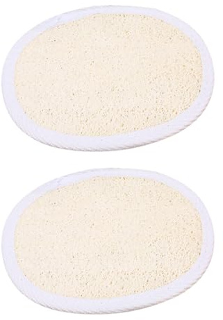 Angoily Peeling Luffaschwamm 2 Stück-Pack 12X9cm mit Schnur zum Aufhängen für Körperpeeling Sensible Haut und Kinder Natürliche Loofah Faser
