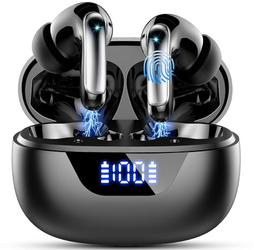 Bluetooth Kopfhörer, In Ear Kopfhörer Kabellos Bluetooth 5.3 mit 4 ENC Noise Cancelling Mic, 48 Std Wireless Earbuds Hi-Fi Stereo, IP7 Wasserdicht Ohrhörer für iOS Android, LED Anzeige, USB-C, Schwarz