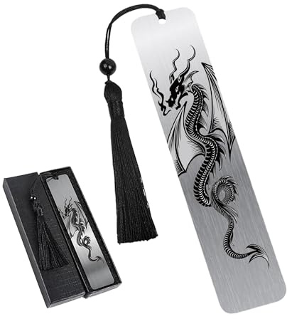 Metall Drachen Kunst Lesezeichen Geschenk - 1 Stück für Junge Mädchen | Fantasy Drachen Lesezeichen mit Quaste inspirierend für Studenten Lehrer und Teenager