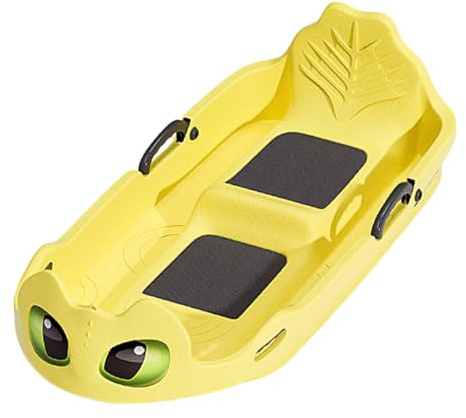 Davoser Schlitten für Kinder mit Bremsgriffen - Winter Schlitten & Rodel für Schneespaß, Aluminium & Stahl- Gelb