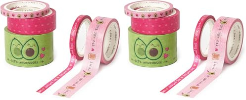 Legami - Set di 10 Nastri Adesivi di Carta, Tape By Tape, Ø 4,5 cm, H max 3 cm L 5 m, Tema Avocado, Coloratissimi, per Incollare, Decorare e Personalizzare