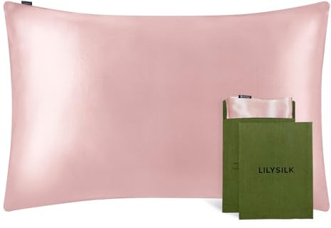 LILYSILK 100% Mulberry Silk Pillowcase 19MM Both Side Silk Hypoallergenic Breathable Housewife Pillow Cover with Envelope Closure for Hair and Skin(Rosy Pink,Standard 50x75cm)