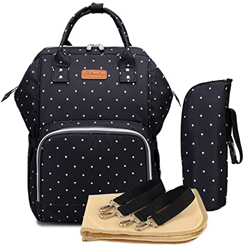 Ankommling Zaino Mamma neonato Fasciatoio Bambino impermeabile Borsa Nappy Stoffa Oxford Grande capacità 55L con Materassino fasciatoio, 3 tasche isolanti bottiglia per Viaggiare mamma papà