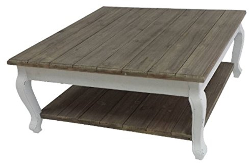 Casa Padrino Landhausstil Couchtisch Antik Weiß/Dunkelbraun 80 x 80 x H. 35 cm - Handgefertigte Wohnzimmermöbel im Landhausstil