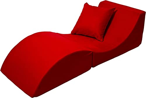 Velinda Klappsofa bequem, entspannend, 3 in 1, Hocker, Tisch rot